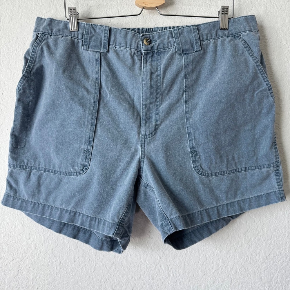 Hook & Tackle Mens Blue Cotton Fishing Utility Shorts Vintage Wash Size 34-36